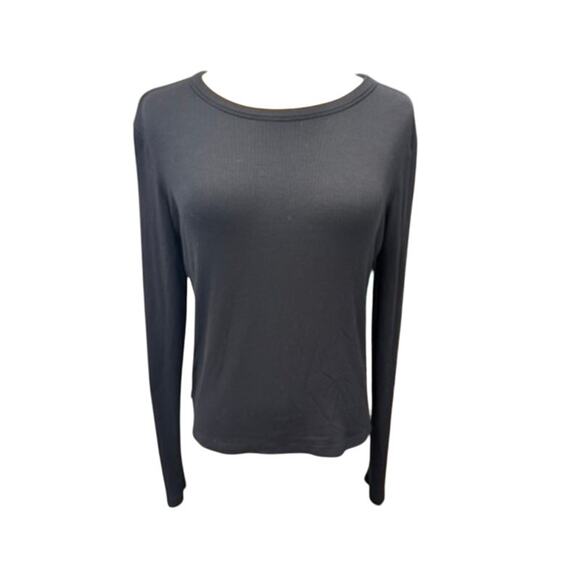 "ABOUND" Black Long Sleeve Ribbed Top SZ XL Stretchy Cottage Core Base Layer - Picture 1 of 10